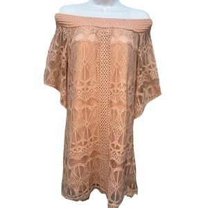 mi ami Dress Women's Size Small Soft Pale Pink Lace Overlay Lining Off Shoulder